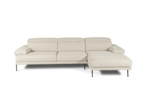 Canapé d'angle méridienne blanc avec repose pied
