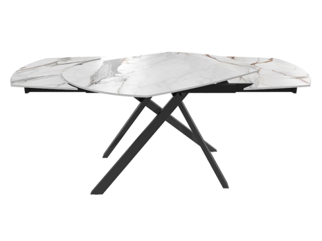 Table à manger STROMBOLI Table de repas STROMBOLI de forme rectangulaire avec un effet marbre et des quatre pieds noirs rigides Géant du Meuble